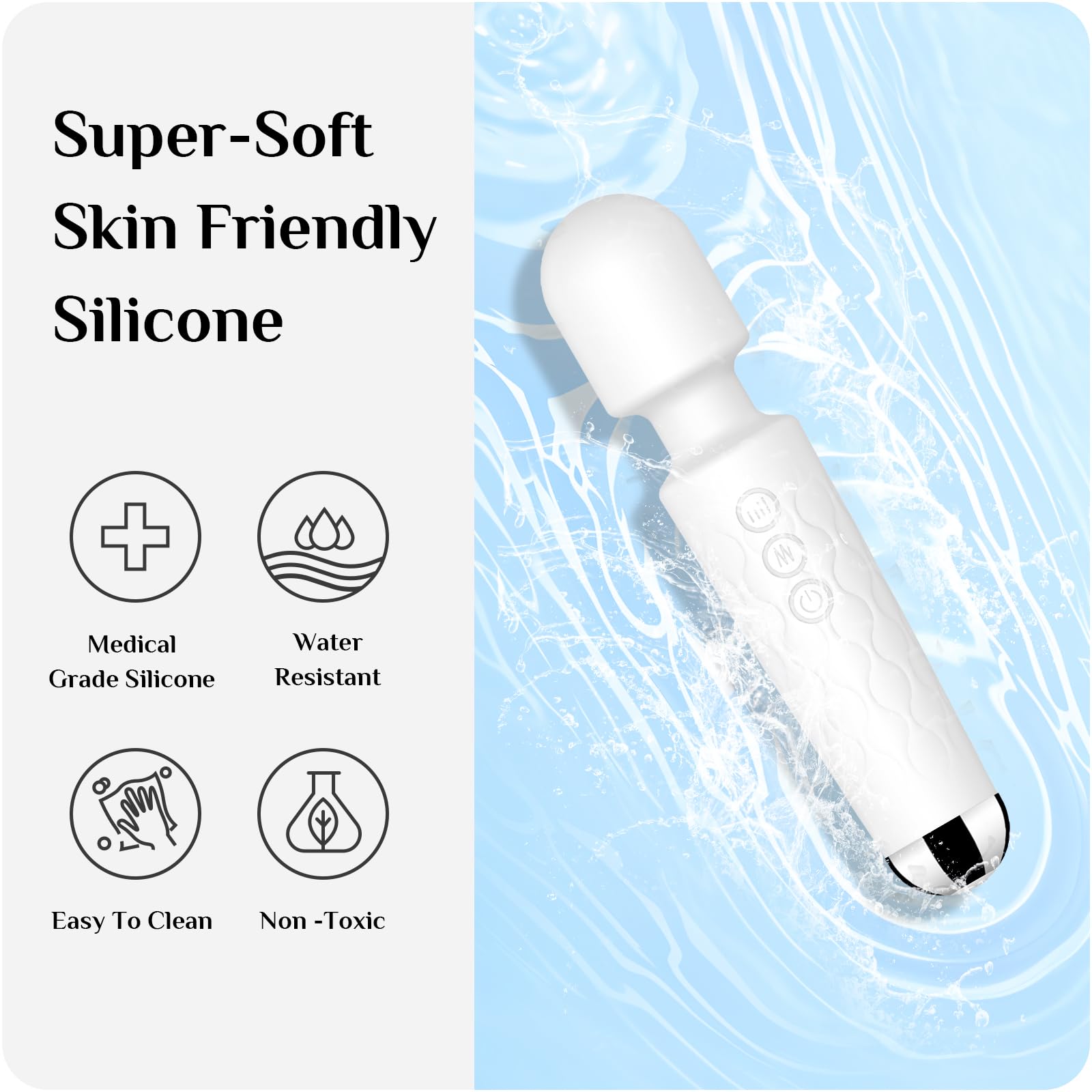 Vibrator Wand,Adult Sex Toy Wand, G Spot Dildo, Clit Vibrator, Sex Vibrators,Clitoris Stimulation,with 8 Speeds & 20 Patterns,Fully Waterproof,Vibrating Wand for her Pleasure (Rose Red)