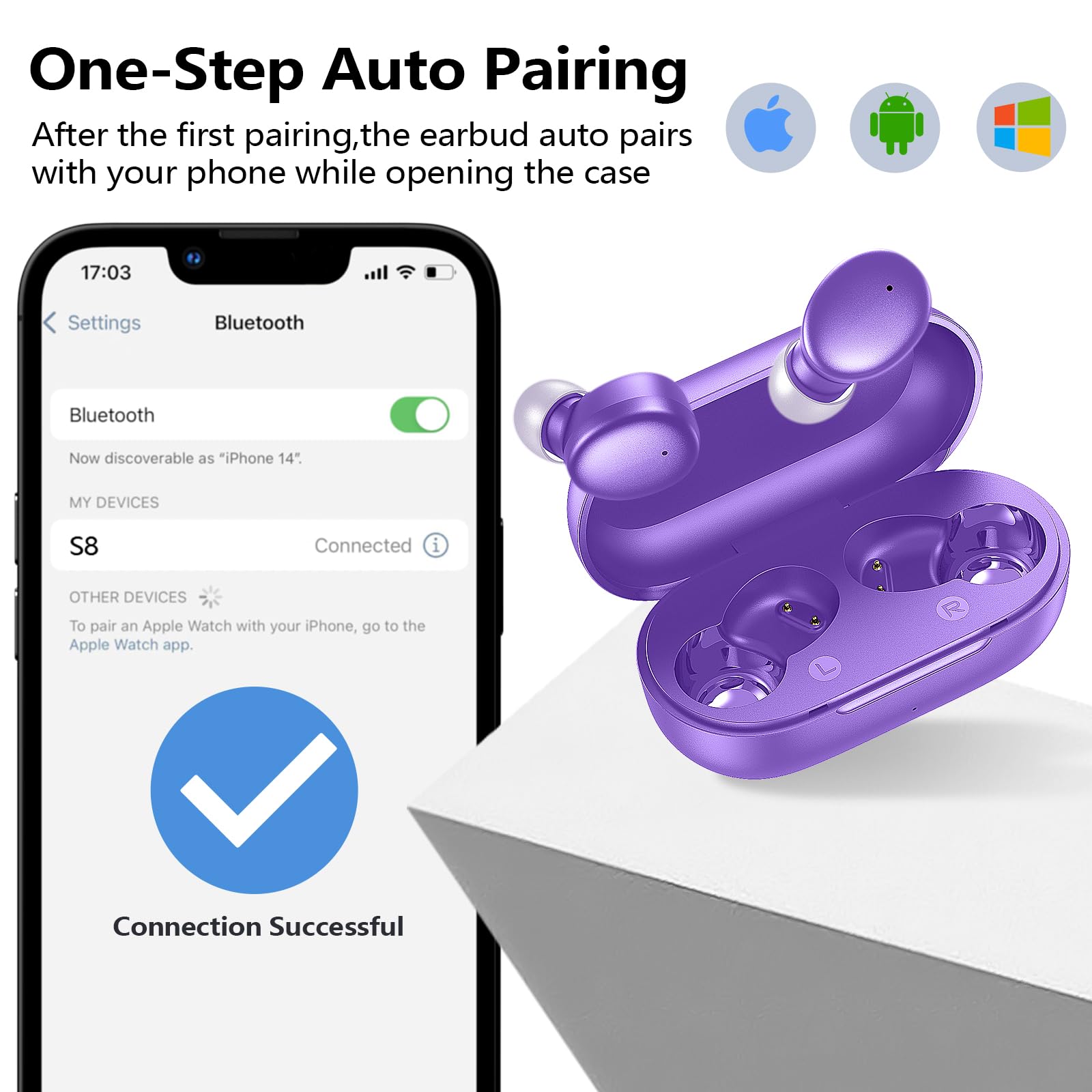 kurdene Wireless Earbuds Bluetooth 5.3 in Ear Buds Light Weight Headphones,Deep Bass Sound,Built in Mics Headset,Clear Calls Earphones for Sports Workout