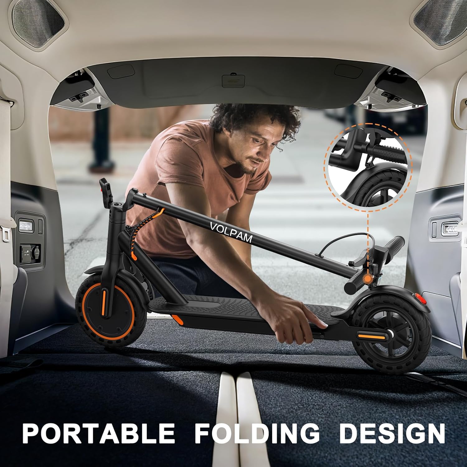 VOLPAM Electric Scooter, 350W/500W Powerful Motor, 8.5"/10" Solid Tires, 19/22Mph, 28/23/21/16 Miles Max Range, Dual Braking