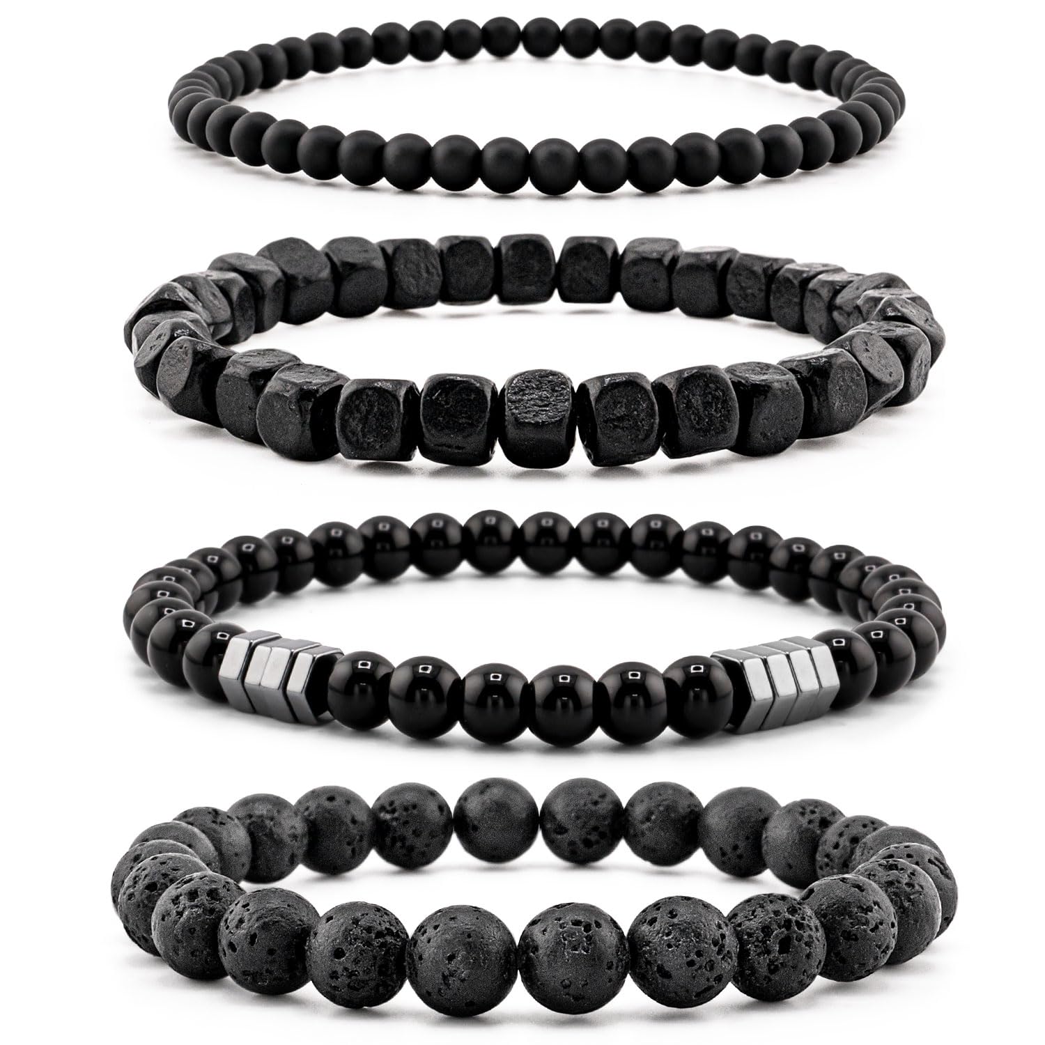 Men’s Bracelet Set Multi - Tiger Eye/Matte Agate/Lava Rock Gifts for Birthday/Anniversary/Christmas