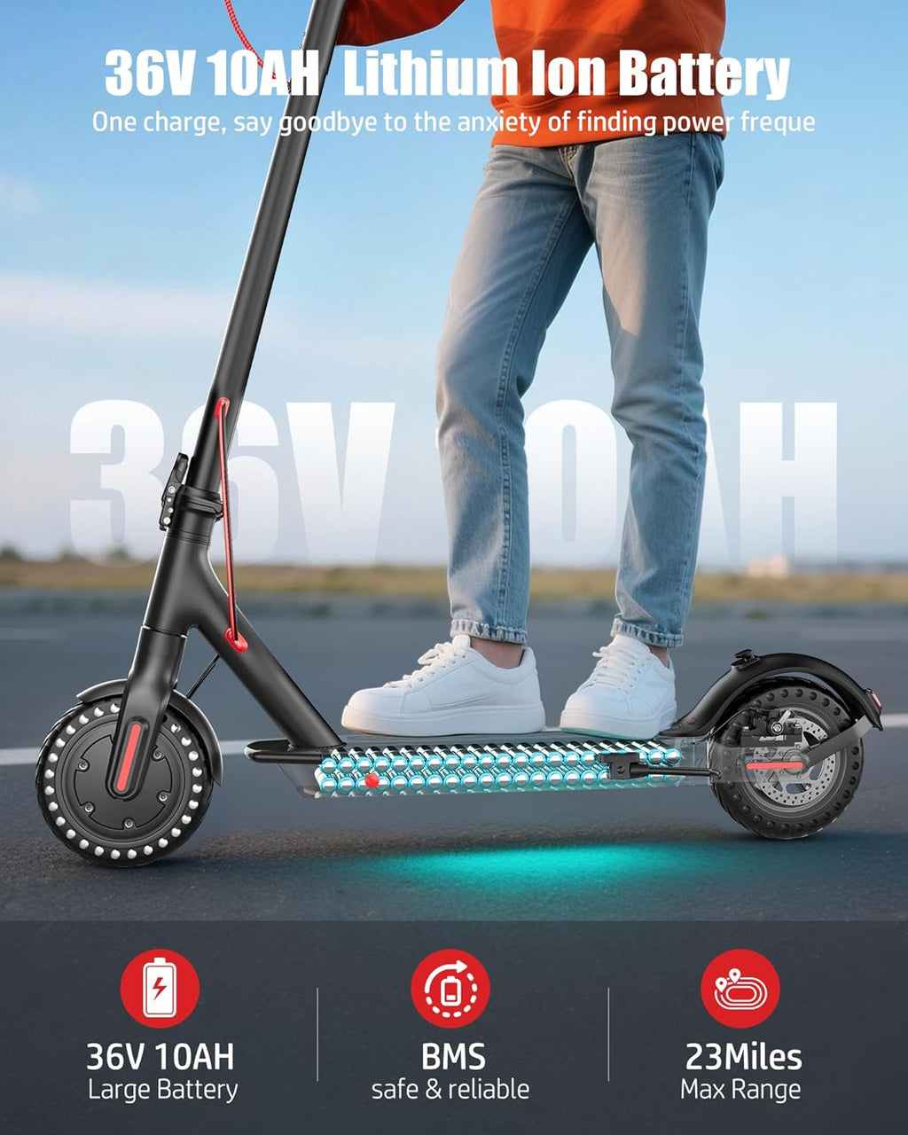 Electric Scooter for Adults, Peak 500W/650W Motor, 19/21 MPH Max Speed, 21/23 Miles Range, 36V Battery, 8.5" Solid Tires, App Control, Lightweight, Foldable Electric Scooter for Commuting, UL2272