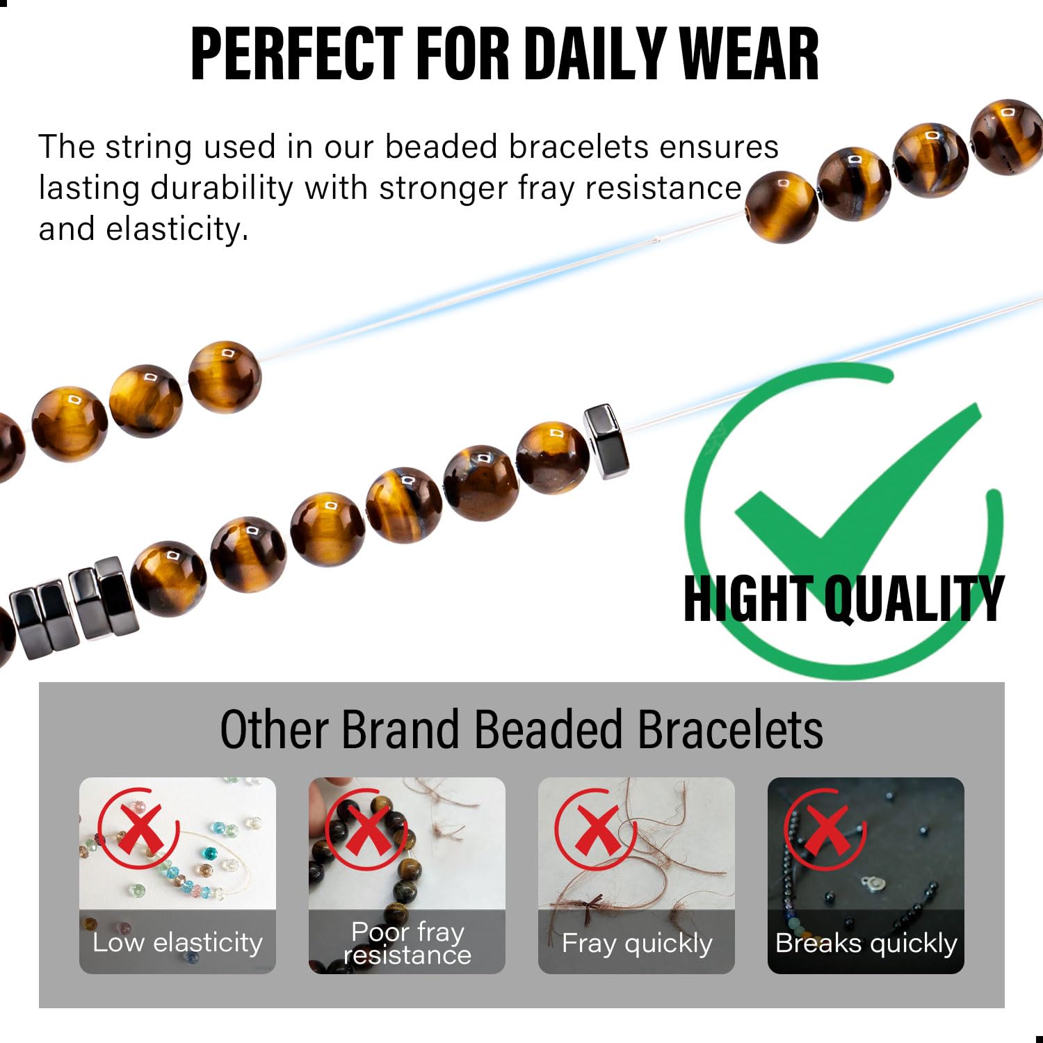 Men’s Bracelet Set Multi - Tiger Eye/Matte Agate/Lava Rock Gifts for Birthday/Anniversary/Christmas