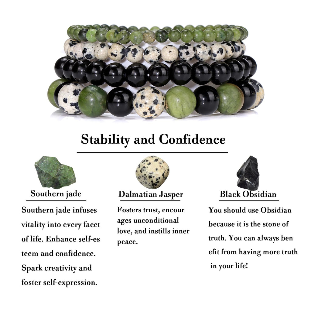 4pcs Beaded Bracelets for Women,Natural Healing Crystal Gemstones Bracelet,Anxiety Stress Relief Bracelet Handmade purple Jewelry Gifts for Women