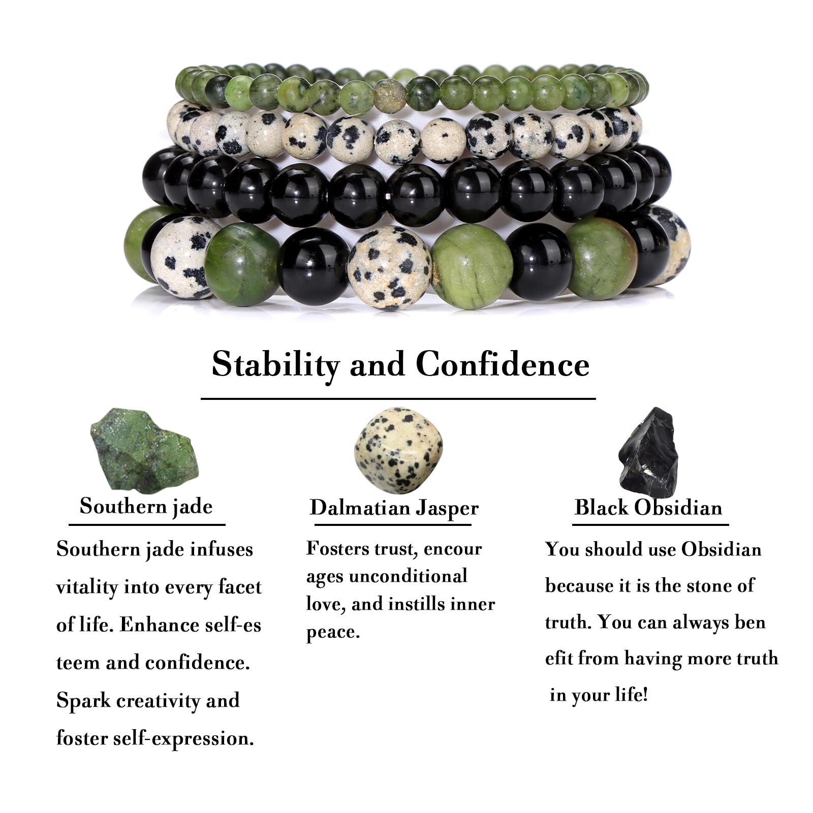 4pcs Beaded Bracelets for Women,Natural Healing Crystal Gemstones Bracelet,Anxiety Stress Relief Bracelet Handmade purple Jewelry Gifts for Women