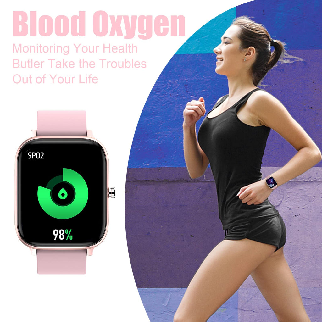 Smart Watch for Men Women Compatible with iPhone Samsung Android Phone 1.83 inch Full Touch Screen IP68 Waterproof Bluetooh Fitness Tracker Heart Rate/Sleep Monitor, Black