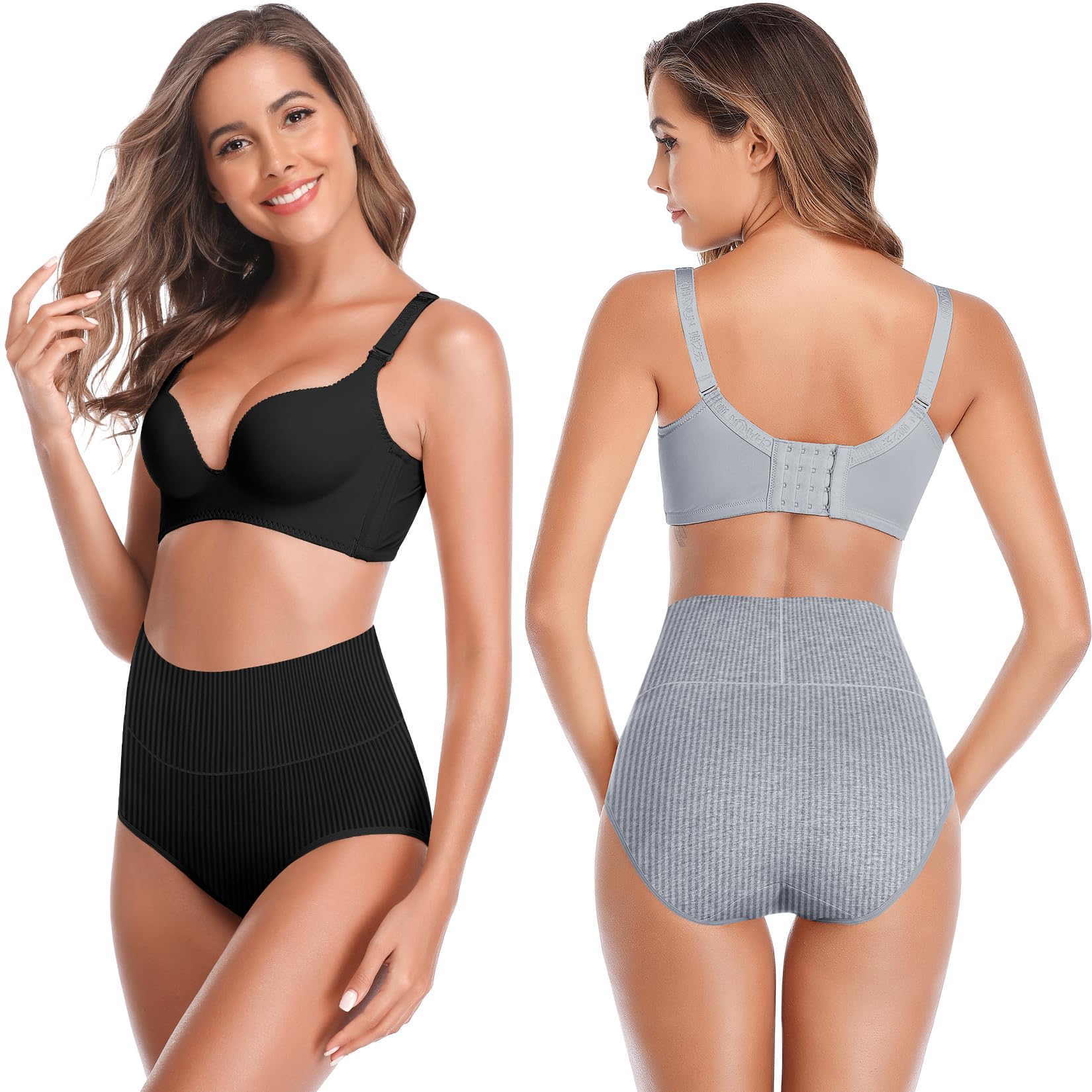 Women's High Waist Cotton Underwear Super Stretchy Briefs Full Coverage Panties Soft Women Panties 5-Pack