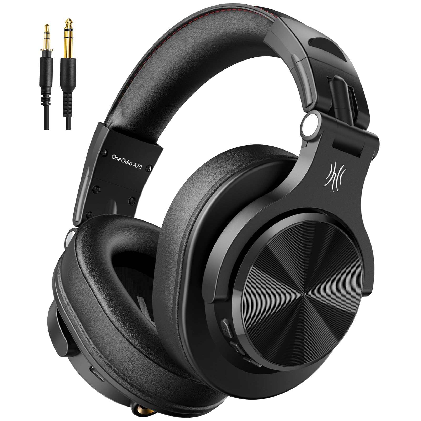 OneOdio A70 Bluetooth Over Ear Headphones, Wireless Headphones with 72H Playtime, Hi-Res, Built-in Mic, 3.5mm/6.35mm Wired Audio Jack for Studio Monitor & Mixing DJ Guitar AMP, Computer Laptop PC