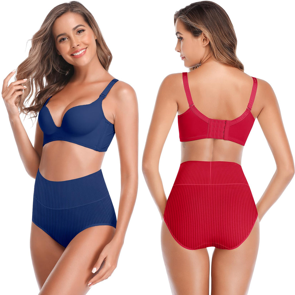 Women's High Waist Cotton Underwear Super Stretchy Briefs Full Coverage Panties Soft Women Panties 5-Pack