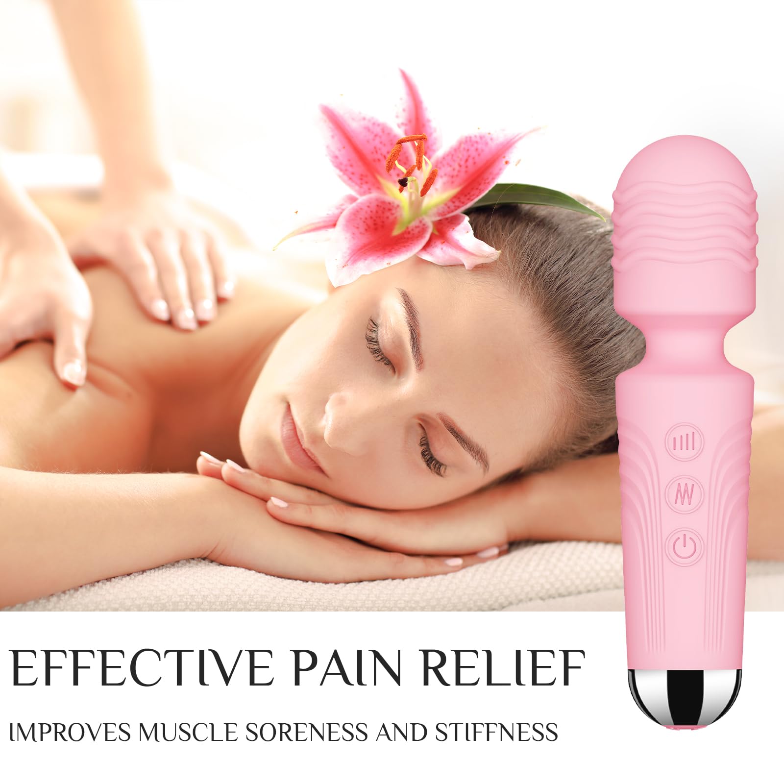 Vibrator Wand,Adult Sex Toy Wand, G Spot Dildo, Clit Vibrator, Sex Vibrators,Clitoris Stimulation,with 8 Speeds & 20 Patterns,Fully Waterproof,Vibrating Wand for her Pleasure (Rose Red)