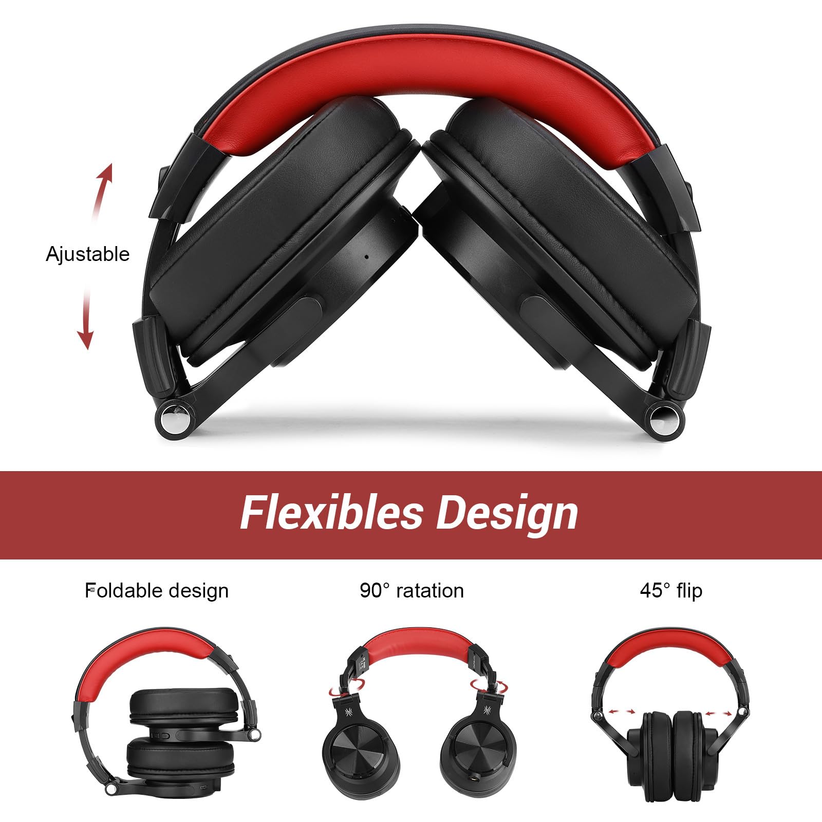 OneOdio A70 Bluetooth Over Ear Headphones, Wireless Headphones with 72H Playtime, Hi-Res, Built-in Mic, 3.5mm/6.35mm Wired Audio Jack for Studio Monitor & Mixing DJ Guitar AMP, Computer Laptop PC