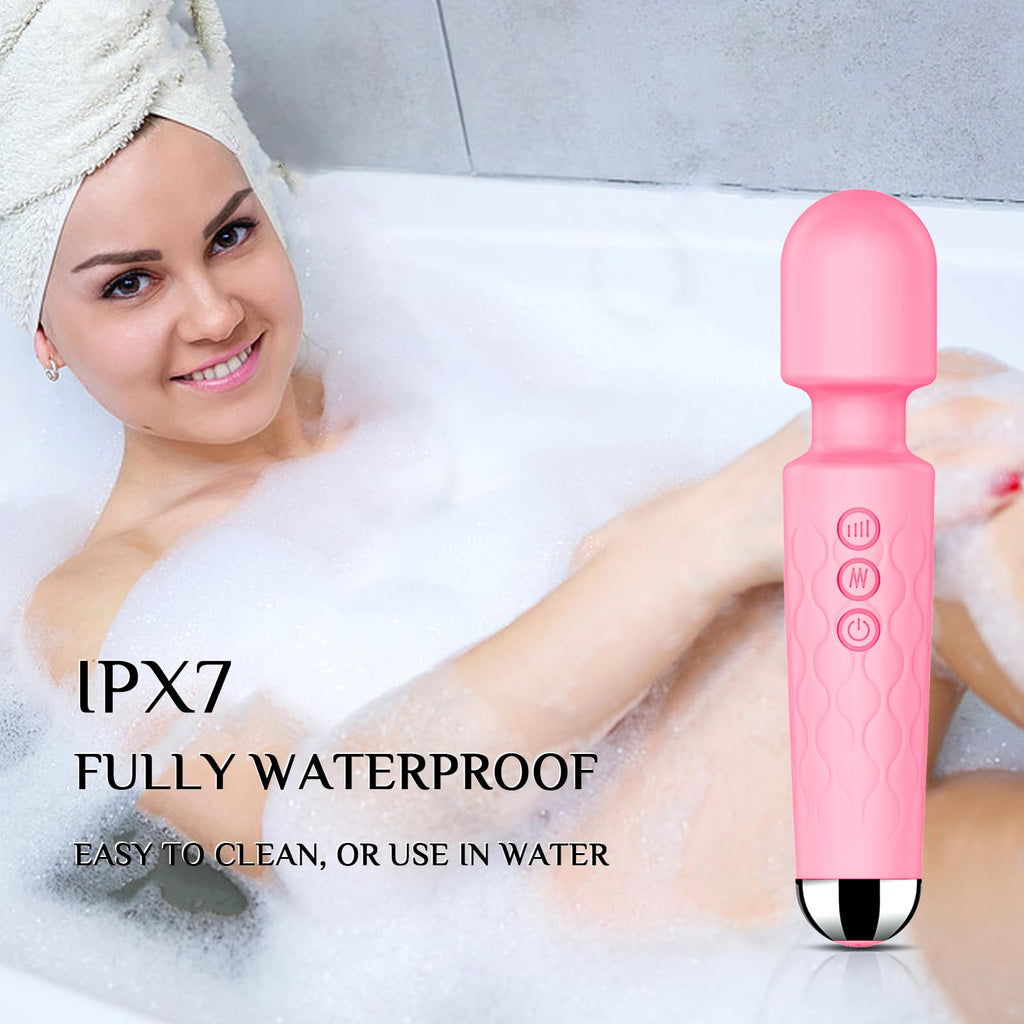 Vibrator Wand,Adult Sex Toy Wand, G Spot Dildo, Clit Vibrator, Sex Vibrators,Clitoris Stimulation,with 8 Speeds & 20 Patterns,Fully Waterproof,Vibrating Wand for her Pleasure (Rose Red)