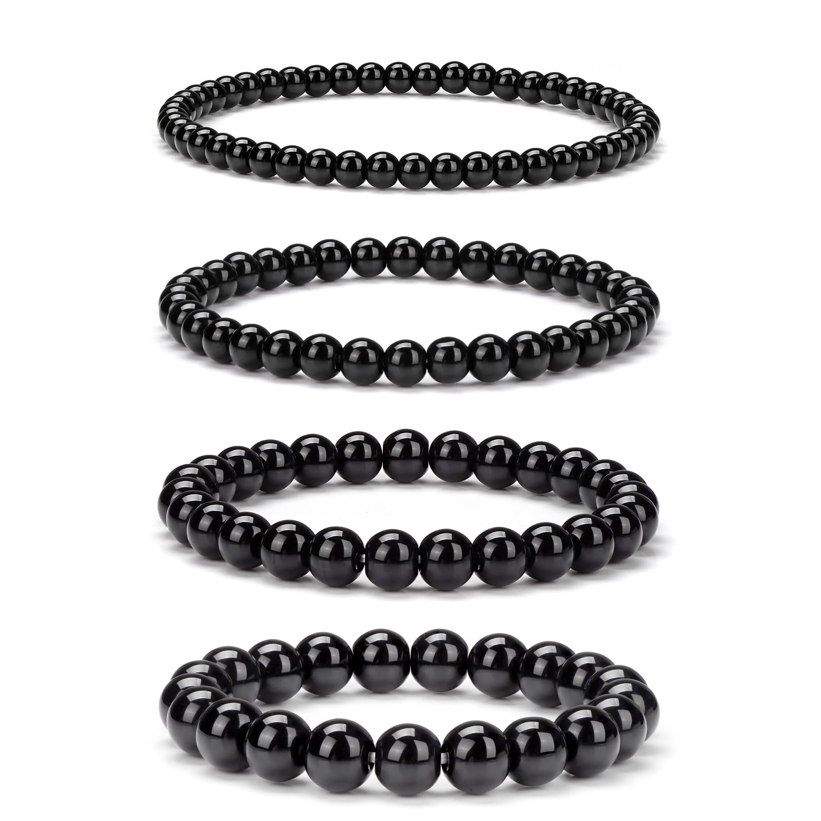 4pcs Beaded Bracelets for Women,Natural Healing Crystal Gemstones Bracelet,Anxiety Stress Relief Bracelet Handmade purple Jewelry Gifts for Women