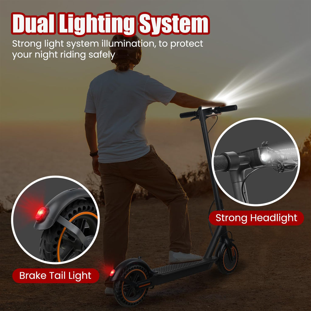 Electric Scooter, 500W Motor, Up to 17-20MPH &19-21 Miles, Commuter Escooter, Foldable E-Scooter for Adults with APP and Dual Braking System Escooter（Orange/Grizzly/Black）