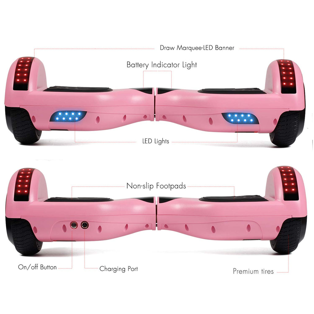 LIEAGLE Hoverboard, 6.5" Self Balancing Scooter Hover Board with Bluetooth Wheels LED Lights for Kids Adults