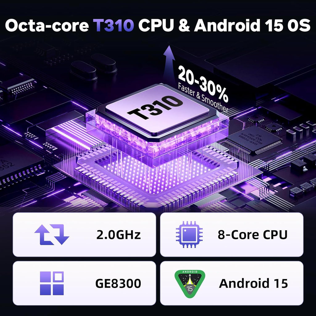 Tablet Android, Android 15 Tablet 10 Inch Tablets, Octa-Core, 18GB RAM 128GB ROM 1TB Expand, 1280x800 IPS HD Display, GPS, Widevine L1, 5G+2.4G WiFi, 5MP+8MP Dual Camera, Bluetooth5.4, 6000mAh, Black