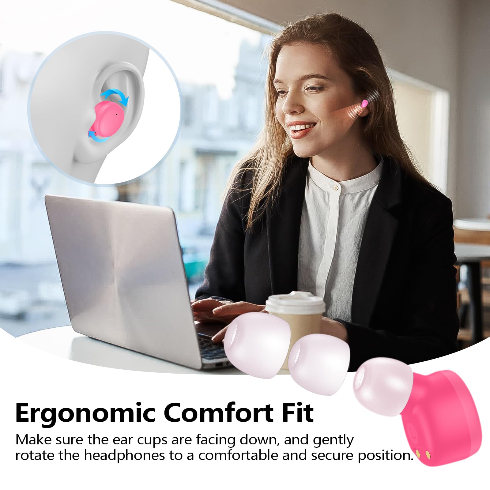 kurdene Wireless Earbuds Bluetooth 5.3 in Ear Buds Light Weight Headphones,Deep Bass Sound,Built in Mics Headset,Clear Calls Earphones for Sports Workout