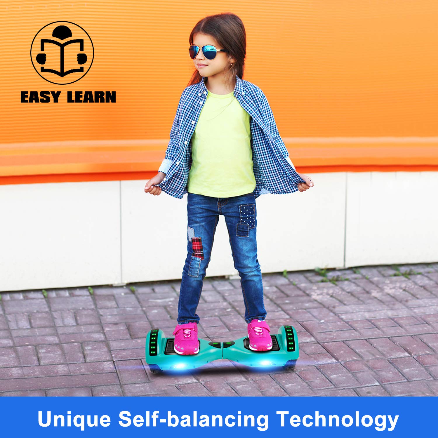 LIEAGLE Hoverboard, 6.5" Self Balancing Scooter Hover Board with Bluetooth Wheels LED Lights for Kids Adults
