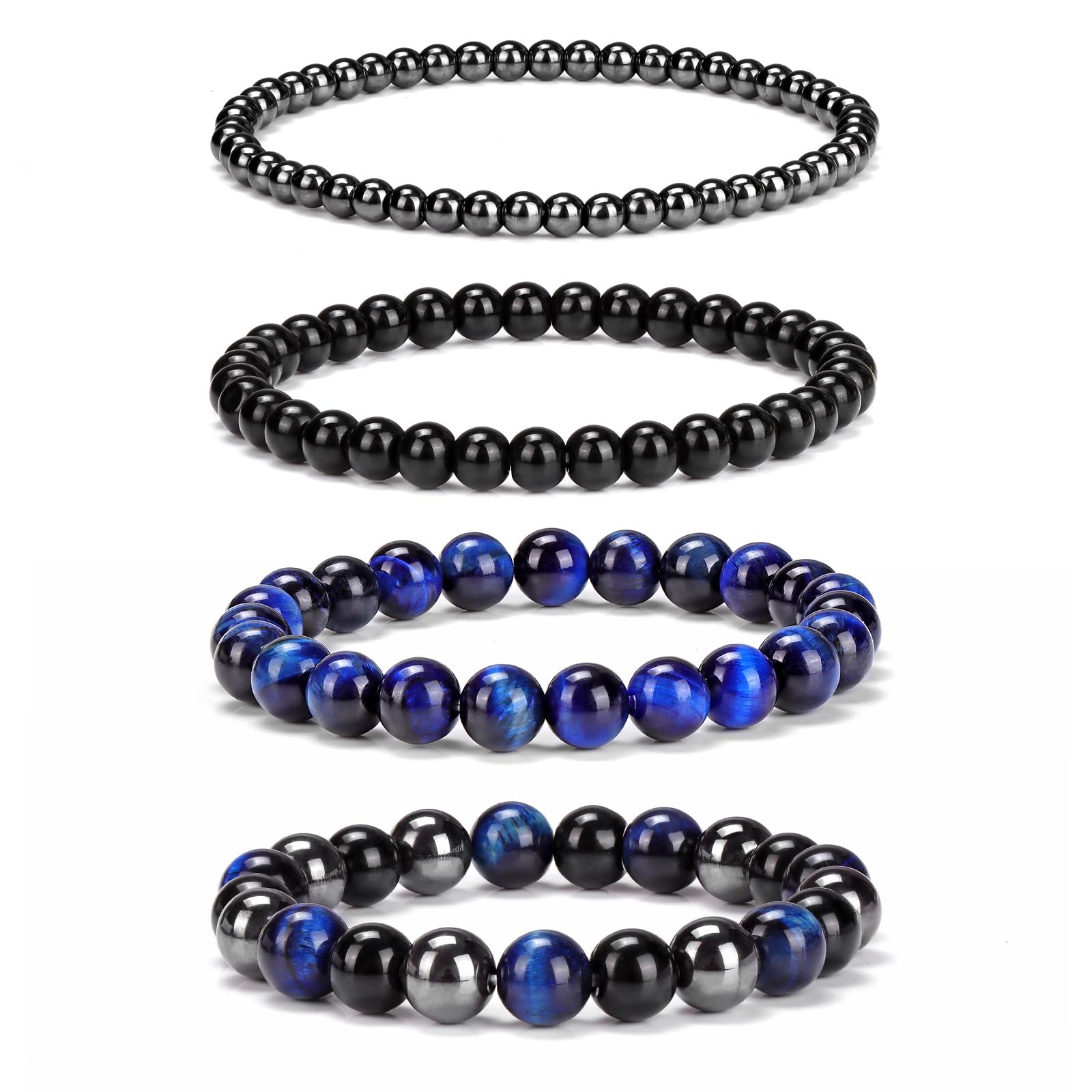 4pcs Beaded Bracelets for Women,Natural Healing Crystal Gemstones Bracelet,Anxiety Stress Relief Bracelet Handmade purple Jewelry Gifts for Women