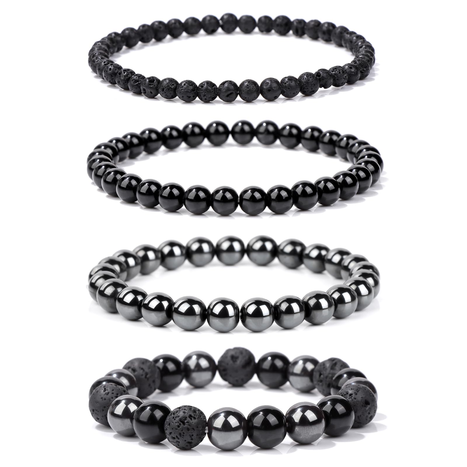 4pcs Beaded Bracelets for Women,Natural Healing Crystal Gemstones Bracelet,Anxiety Stress Relief Bracelet Handmade purple Jewelry Gifts for Women