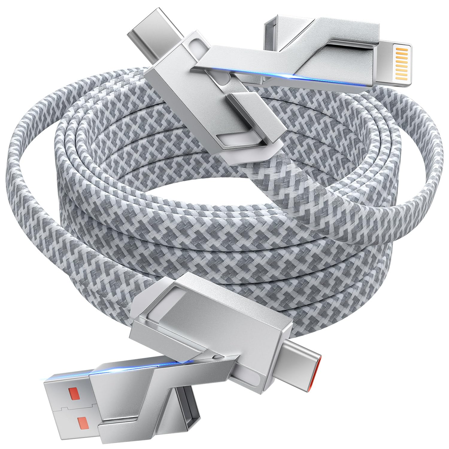 IDISON Multi Charging Cable(2Pack 4FT), 3 in 1 USB Charging Cable for Multiple Devices, Braided Universal Phone Charger Cord with Type-C, Micro USB, IP Port for iPhone17/16/14/Android Phones and More