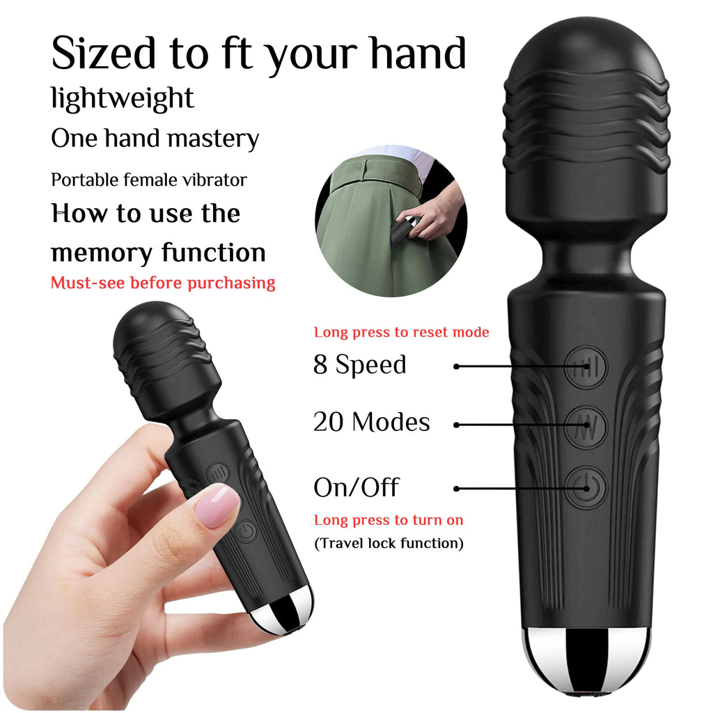 Vibrator Wand,Adult Sex Toy Wand, G Spot Dildo, Clit Vibrator, Sex Vibrators,Clitoris Stimulation,with 8 Speeds & 20 Patterns,Fully Waterproof,Vibrating Wand for her Pleasure (Rose Red)