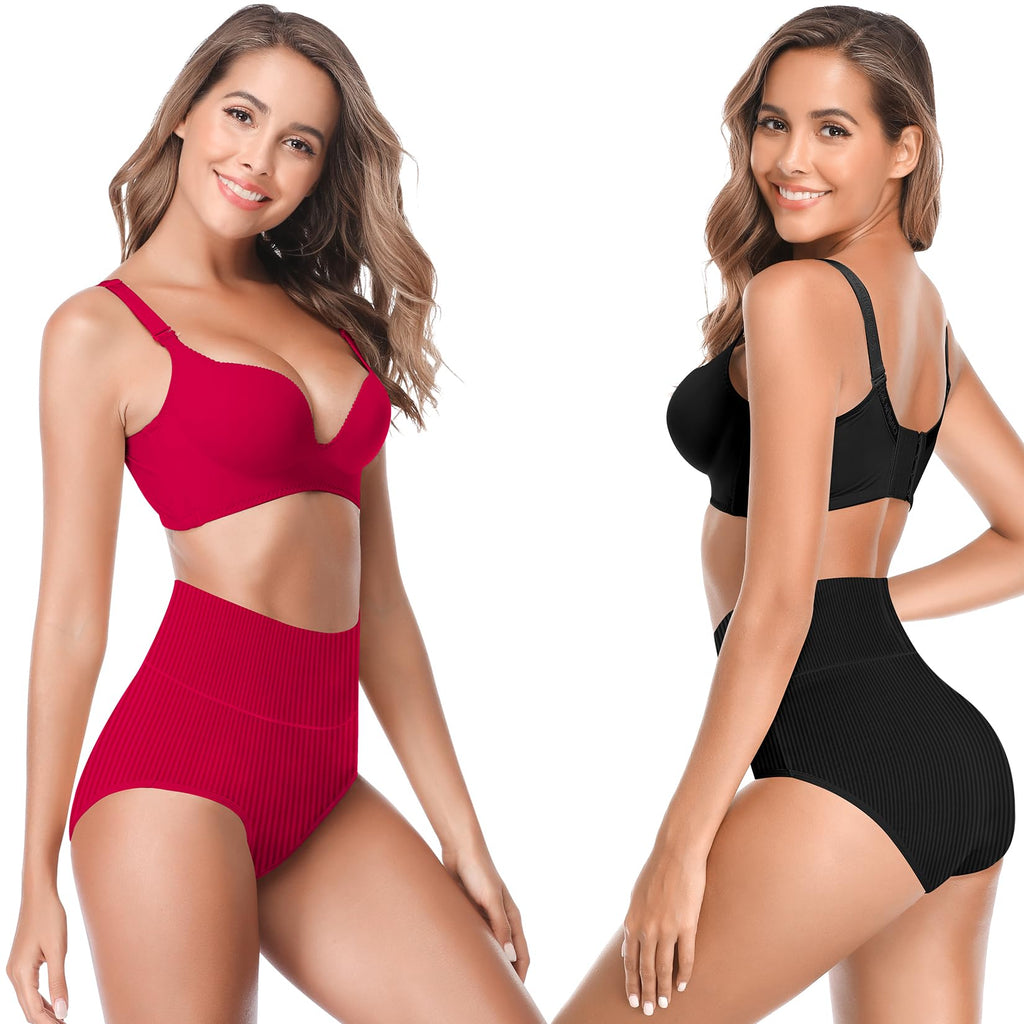 Women's High Waist Cotton Underwear Super Stretchy Briefs Full Coverage Panties Soft Women Panties 5-Pack