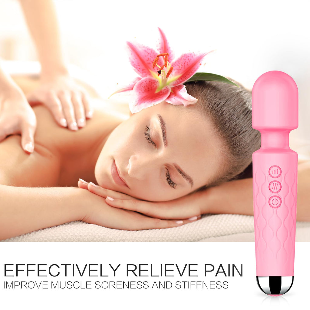 Vibrator Wand,Adult Sex Toy Wand, G Spot Dildo, Clit Vibrator, Sex Vibrators,Clitoris Stimulation,with 8 Speeds & 20 Patterns,Fully Waterproof,Vibrating Wand for her Pleasure (Rose Red)