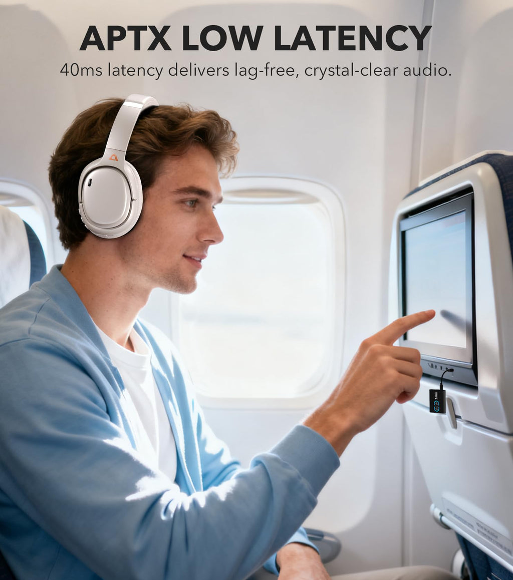 1Mii E700 Wireless Bluetooth Over Ear Headphones with Active Noise Canceling, Hi-Res Audio LDAC/aptX Low Latency for Airplane Travel Overhead Comfort, 54H Playtime, Custom EQ via App - Blue