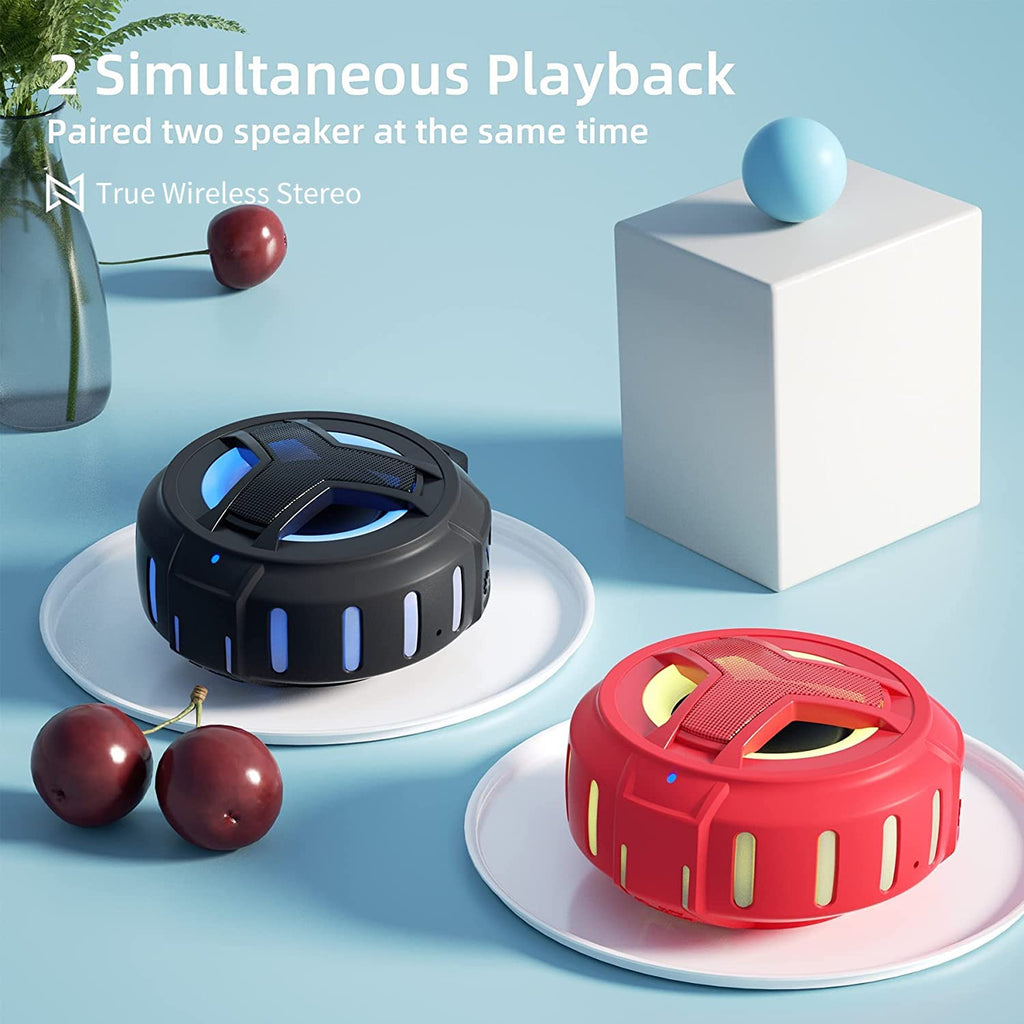 EBODA Bluetooth Shower Speaker, Portable Bluetooth Speakers, IP67 Waterproof Wireless Speaker with LED Light, Floating, 2000mAh, True Wireless Stereo for Kayak, Beach, Gifts for unisex -Black