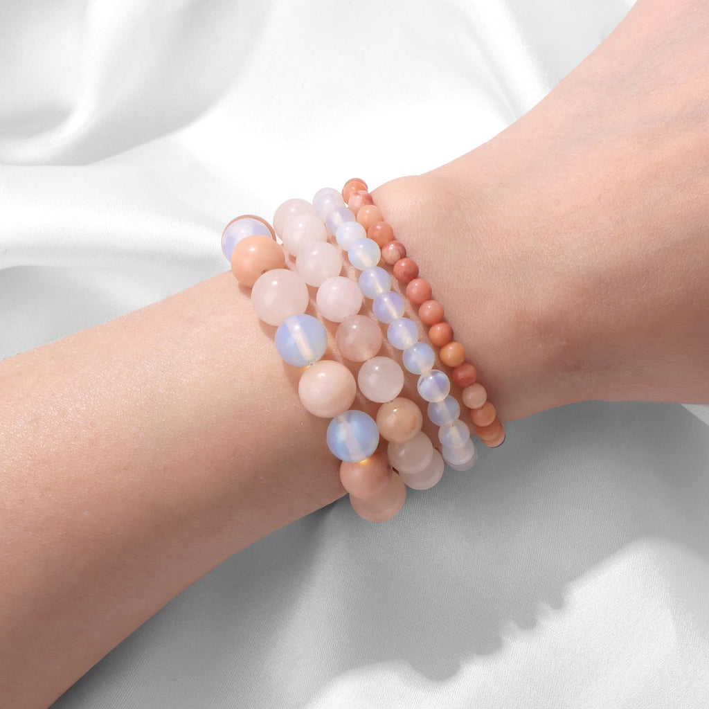 4pcs Beaded Bracelets for Women,Natural Healing Crystal Gemstones Bracelet,Anxiety Stress Relief Bracelet Handmade purple Jewelry Gifts for Women