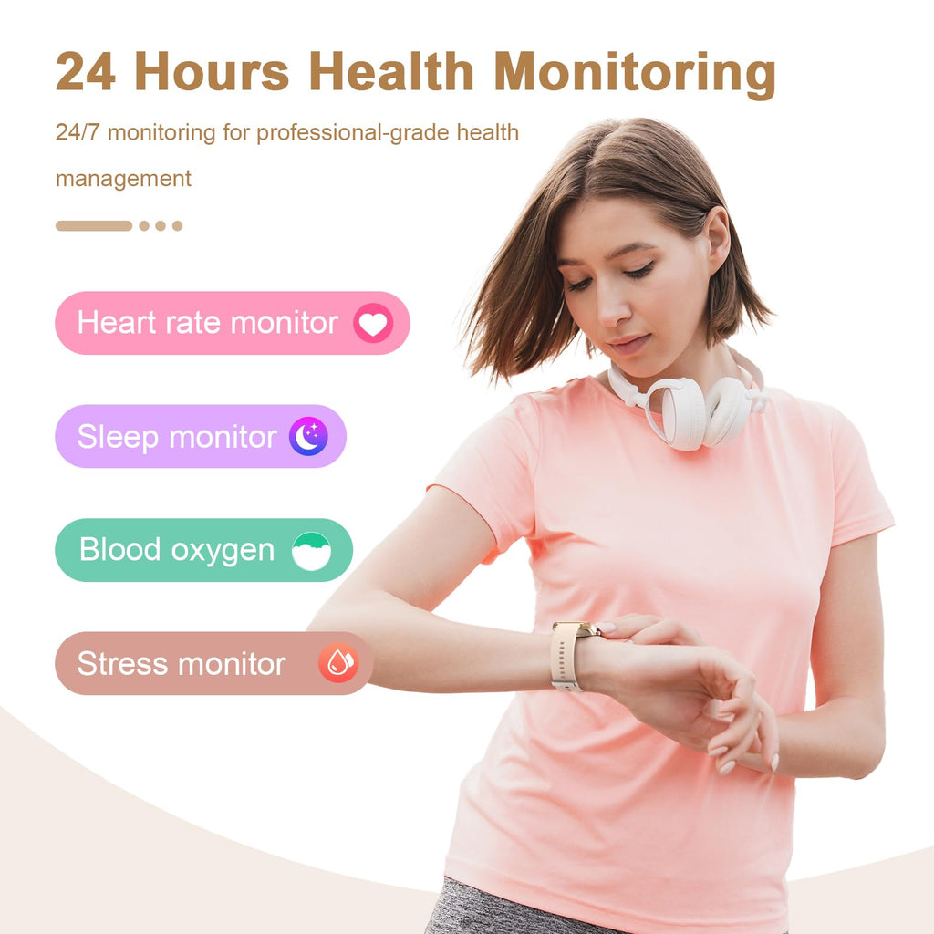 Smart Watch for Men Women Compatible with iPhone Samsung Android Phone 1.83 inch Full Touch Screen IP68 Waterproof Bluetooh Fitness Tracker Heart Rate/Sleep Monitor, Black