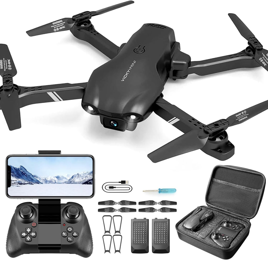 DRONEEYE 4DV13 Drone with 1080P HD FPV Camera for Kids Adults,Remote Control Helicopter Quadcopter for Beginners boy Toys Gift,Waypoint Functions,Altitude Hold, Gesture Selfie,3D Flips,2 Batteries,Black