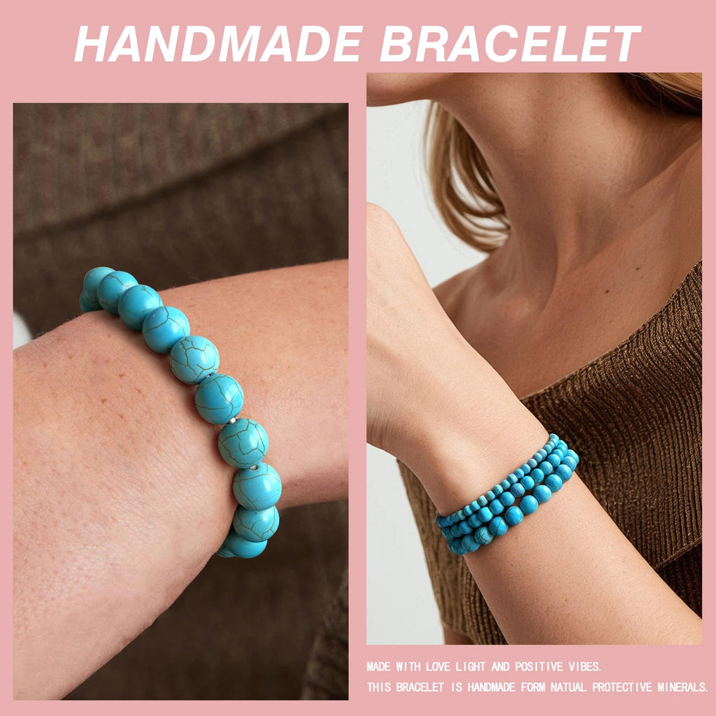 4pcs Beaded Bracelets for Women,Natural Healing Crystal Gemstones Bracelet,Anxiety Stress Relief Bracelet Handmade purple Jewelry Gifts for Women