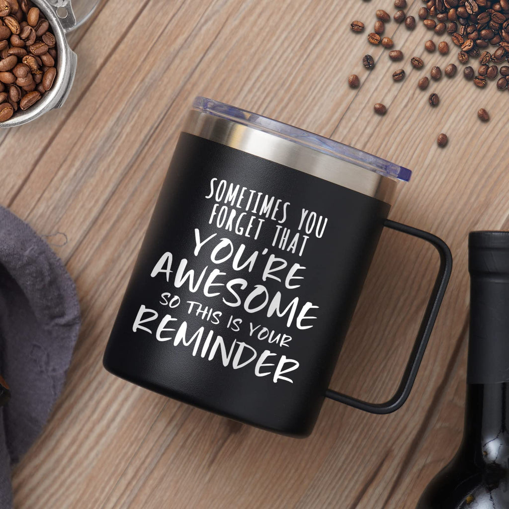 NOWWISH Inspirational Coffee Mug for Men, 14oz Vacuum Insulated Stainless Steel Cup, You Are Awesome Gift for Husband, Boyfriend, Dad - Navy Blue