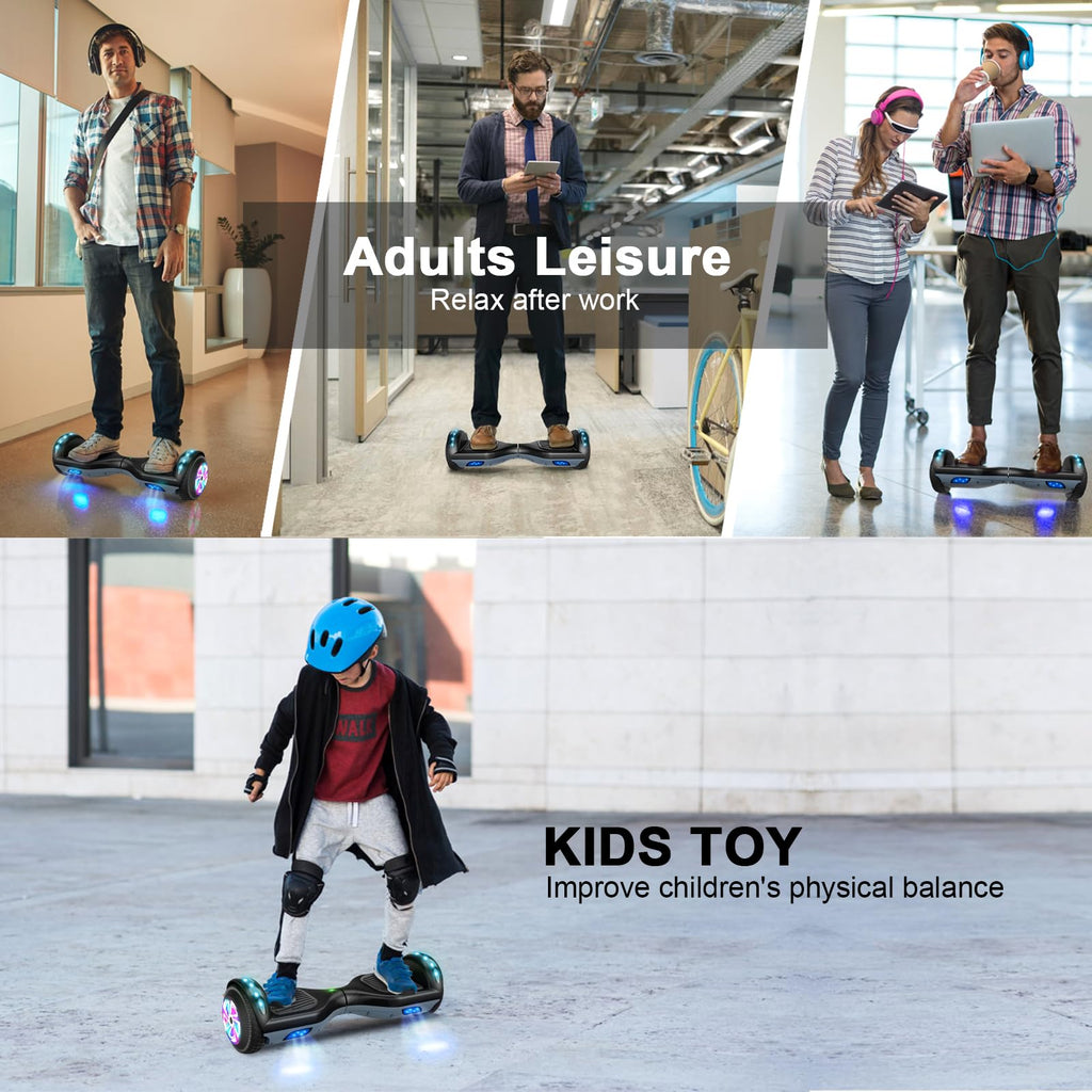 LIEAGLE Hoverboard, 6.5" Self Balancing Scooter Hover Board with Bluetooth Wheels LED Lights for Kids Adults