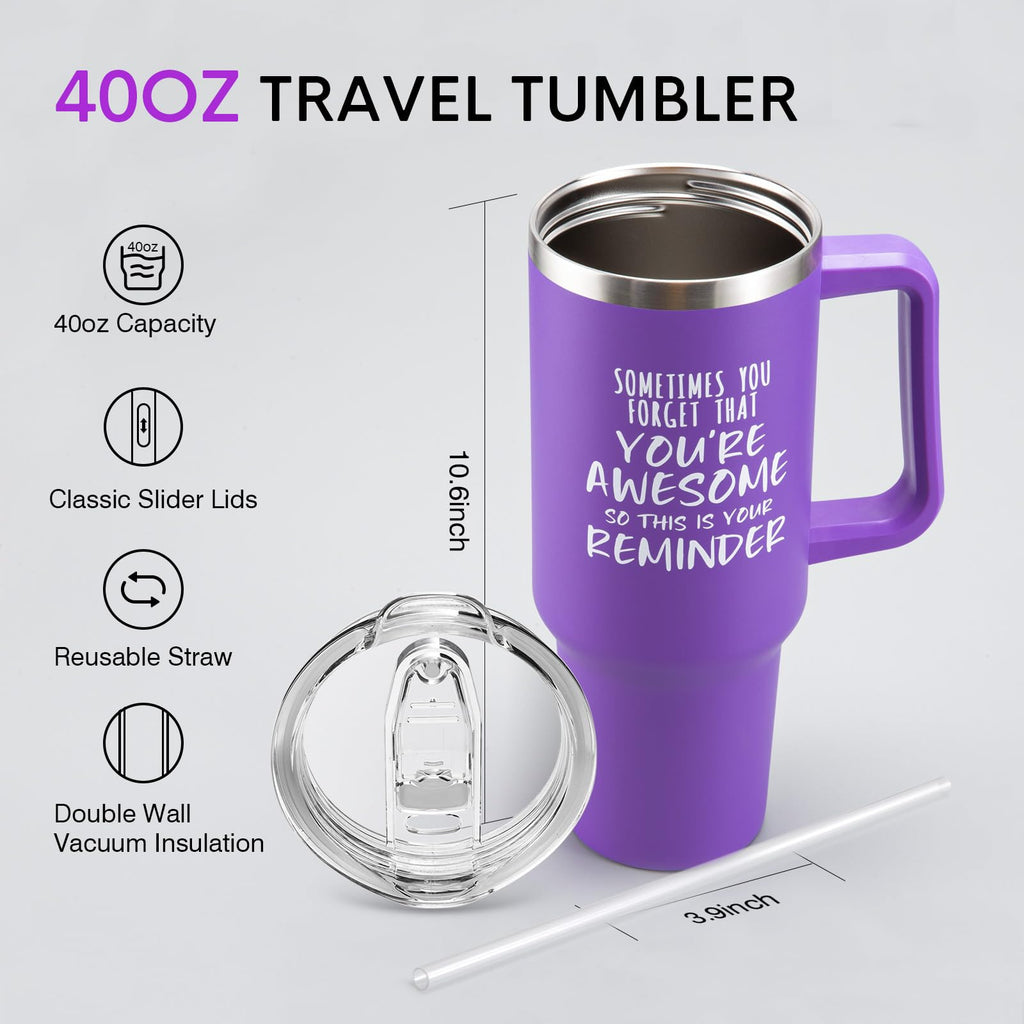 NOWWISH Inspirational Coffee Mug for Men, 14oz Vacuum Insulated Stainless Steel Cup, You Are Awesome Gift for Husband, Boyfriend, Dad - Navy Blue