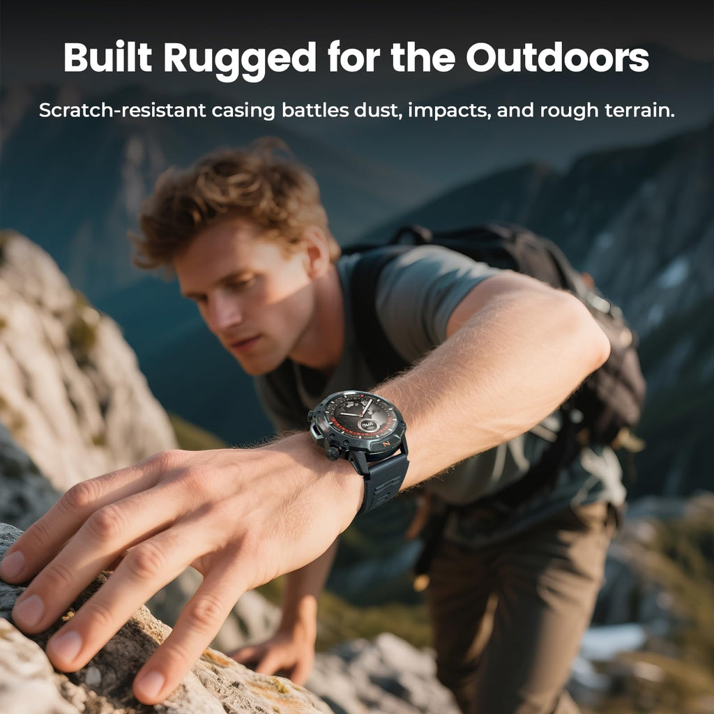 WalkerFit Smart Watch for Men, 1.43" Round AMOLED, 5ATM Waterproof, Heart Rate & Sleep Monitor,Long Battery,Outdoor Fitness Activity Tracker,Voice Control&Bluetooth Call,Compatible with iPhone Android