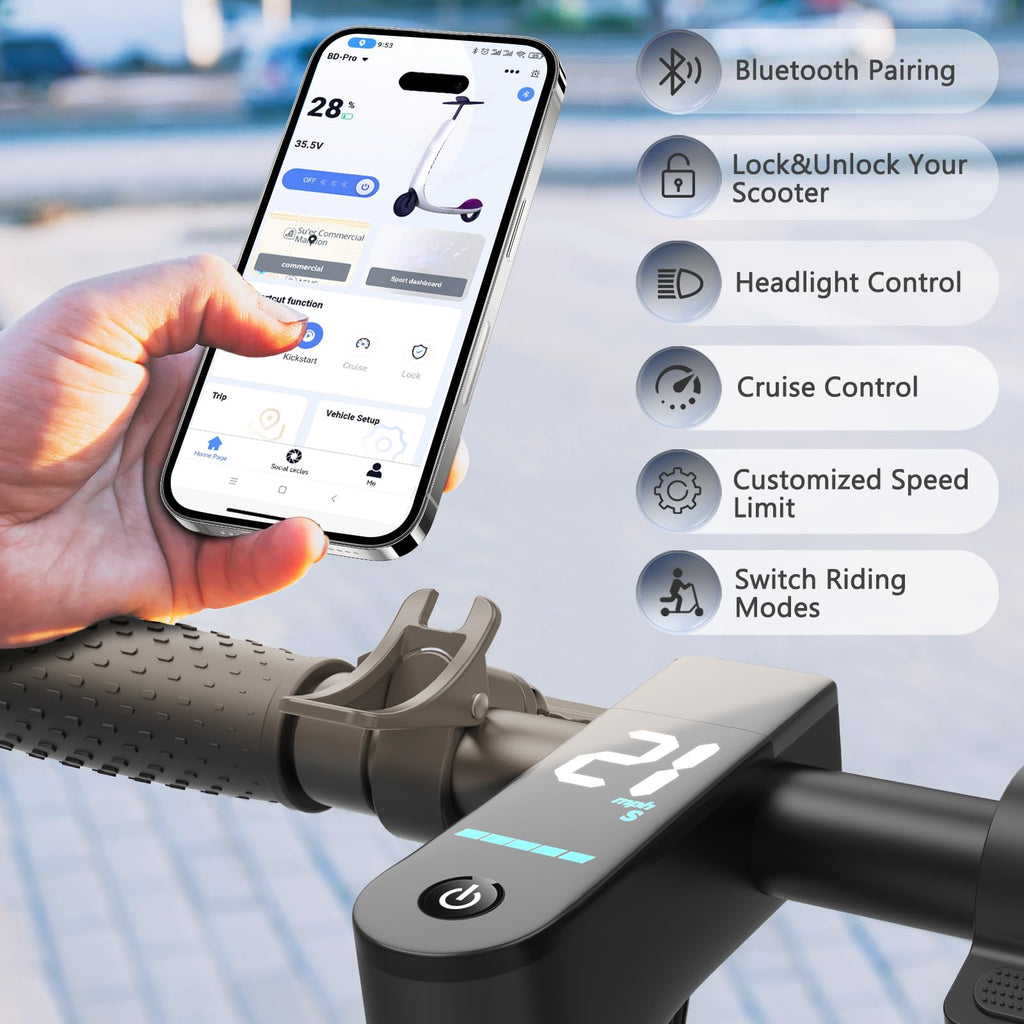 VOLPAM Electric Scooter, 350W/500W Powerful Motor, 8.5"/10" Solid Tires, 19/22Mph, 28/23/21/16 Miles Max Range, Dual Braking