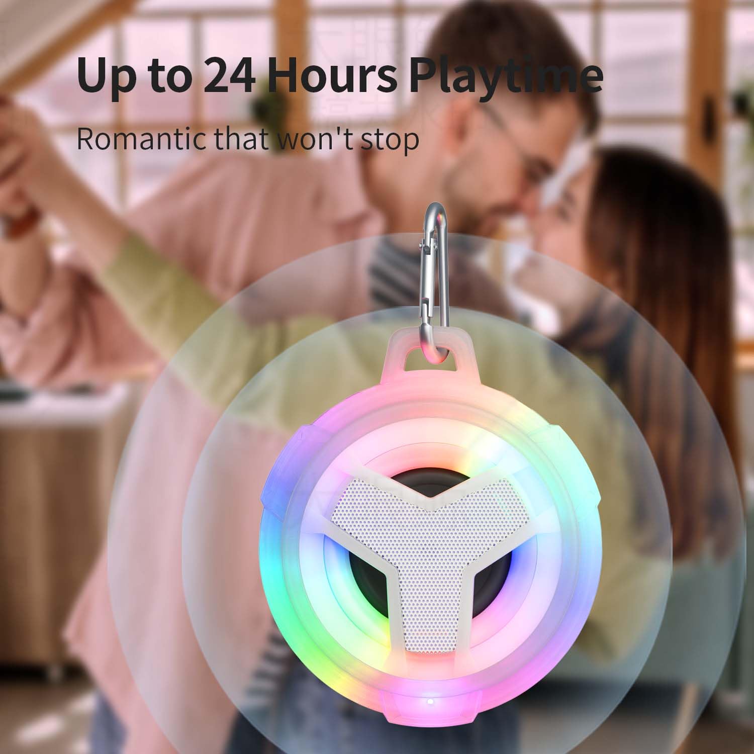 EBODA Bluetooth Shower Speaker, Portable Bluetooth Speakers, IP67 Waterproof Wireless Speaker with LED Light, Floating, 2000mAh, True Wireless Stereo for Kayak, Beach, Gifts for unisex -Black