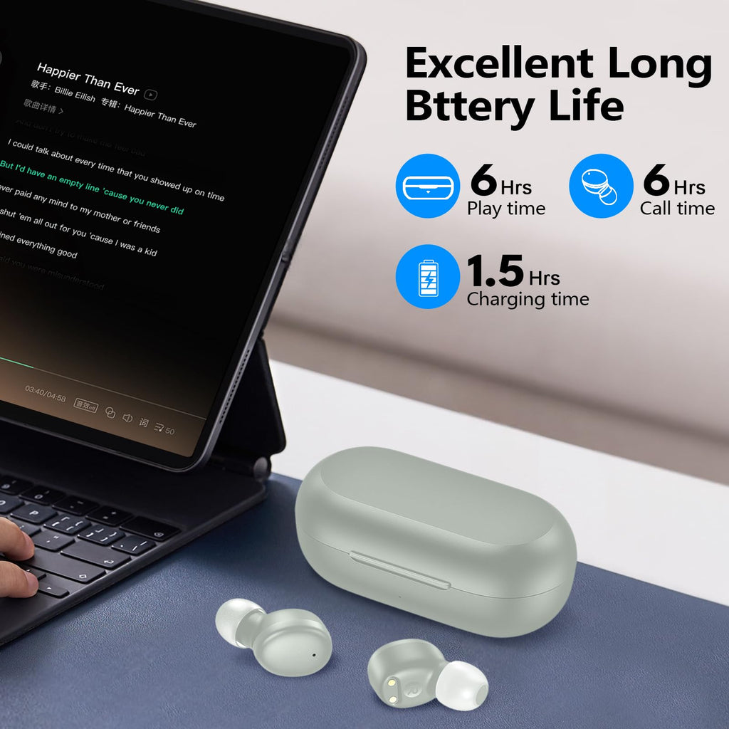 kurdene Wireless Earbuds Bluetooth 5.3 in Ear Buds Light Weight Headphones,Deep Bass Sound,Built in Mics Headset,Clear Calls Earphones for Sports Workout