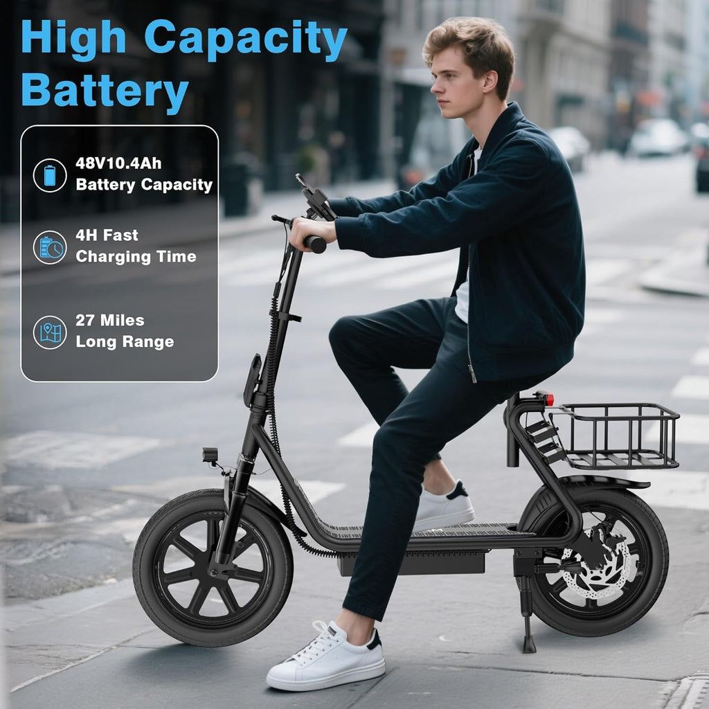 VOLPAM Electric Scooter, 350W/500W Powerful Motor, 8.5"/10" Solid Tires, 19/22Mph, 28/23/21/16 Miles Max Range, Dual Braking