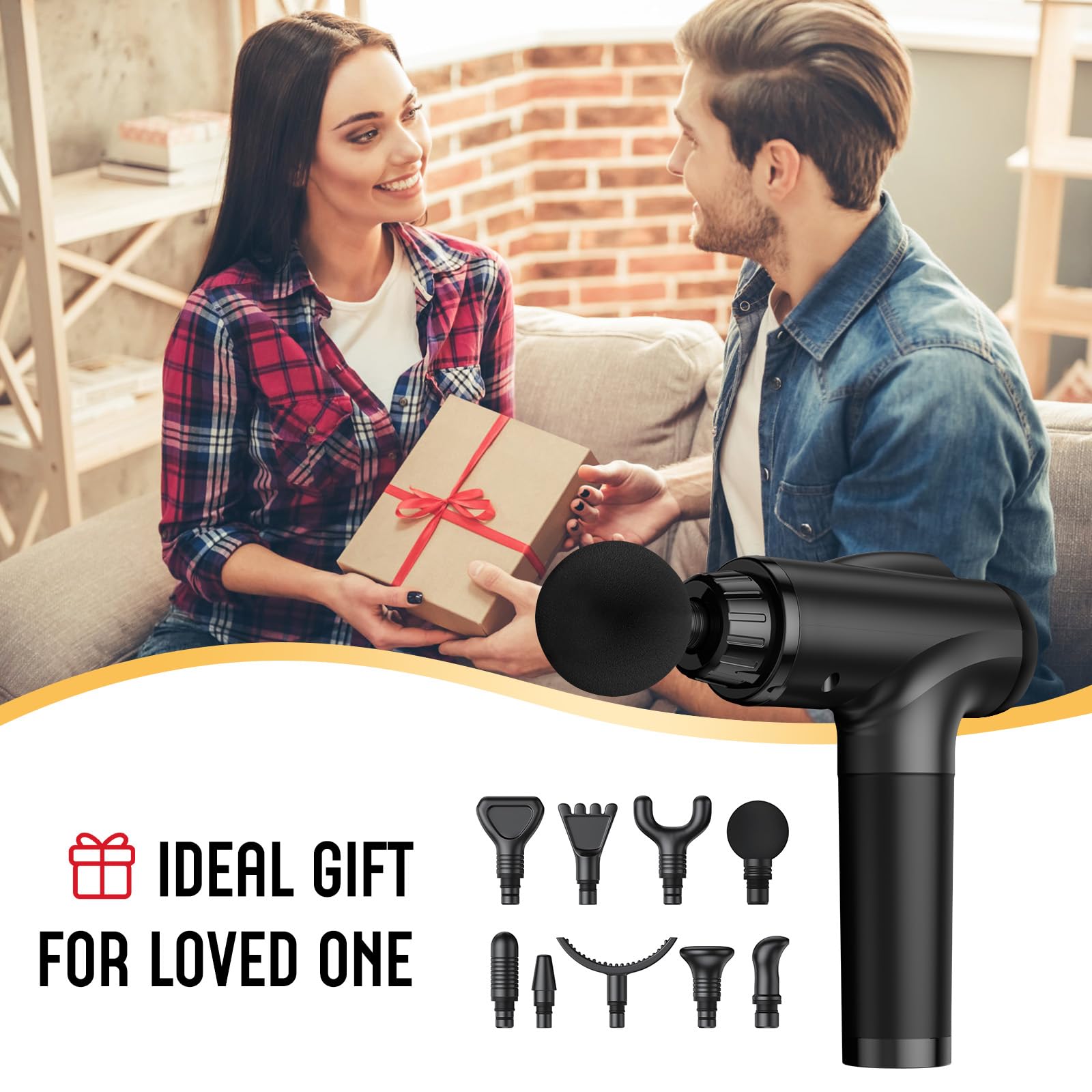 Massage Gun Deep Tissue, Handheld Electric Muscle Massager, High Intensity Percussion Massage Device for Pain Relief with 9 Attachments & 30 Speed(Grey)