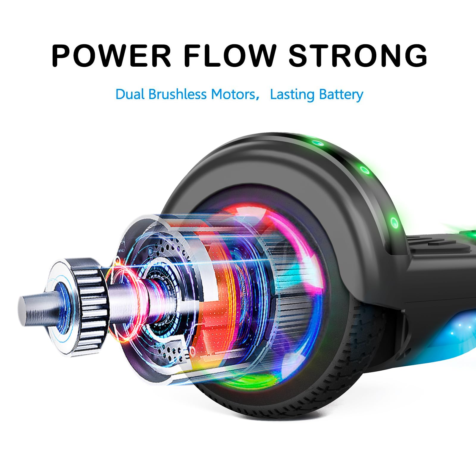 LIEAGLE Hoverboard, 6.5" Self Balancing Scooter Hover Board with Bluetooth Wheels LED Lights for Kids Adults