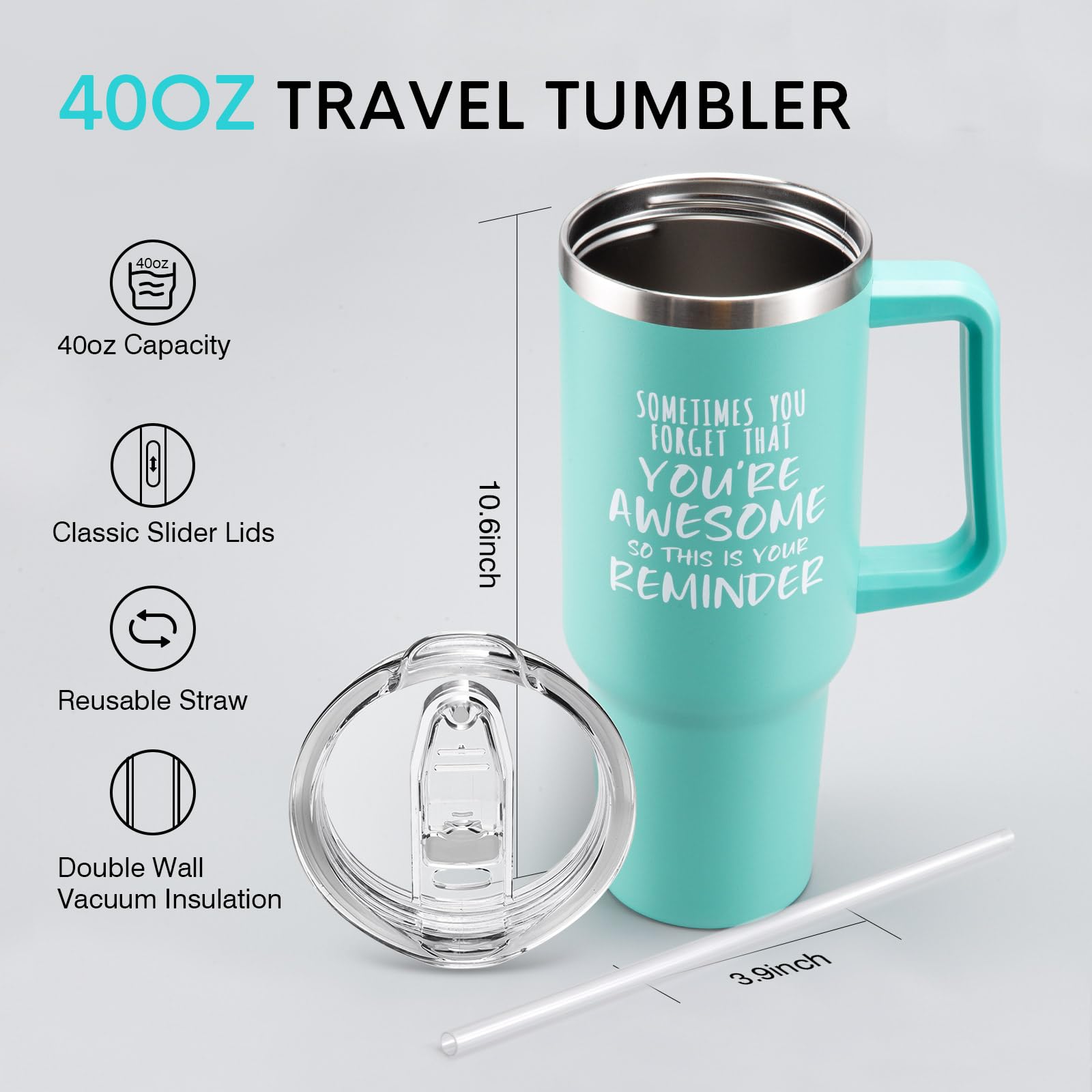 NOWWISH Inspirational Coffee Mug for Men, 14oz Vacuum Insulated Stainless Steel Cup, You Are Awesome Gift for Husband, Boyfriend, Dad - Navy Blue