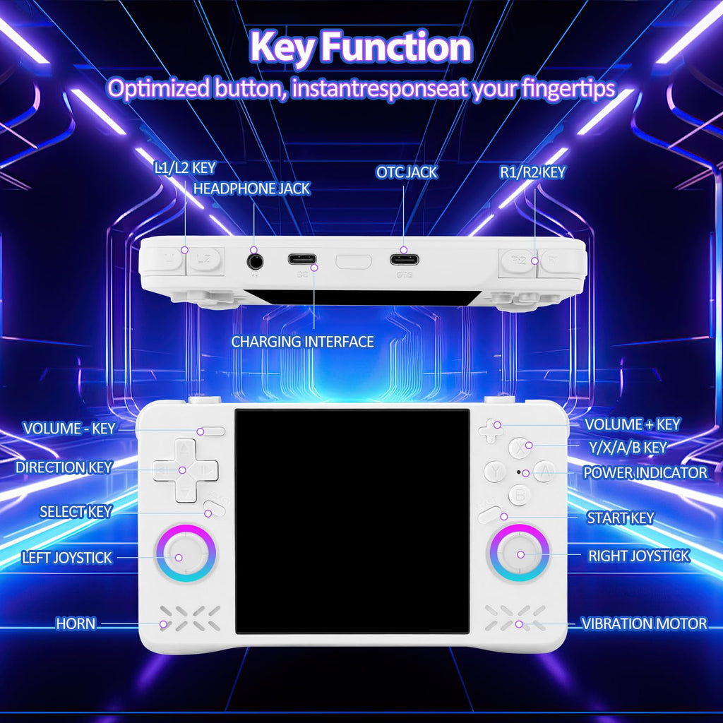 Upgraded XF40H Handheld Game Console, Retro Gaming Console Preloaded Classic Games with Multiple Emulators, 4.0 Inch 4K HD IPS Screen Open Source Linux System, Pocket Video Gaming (Black-128G)