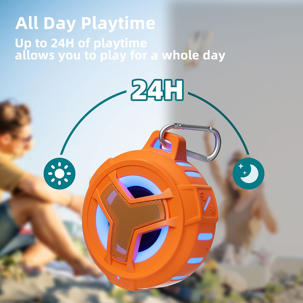 EBODA Bluetooth Shower Speaker, Portable Bluetooth Speakers, IP67 Waterproof Wireless Speaker with LED Light, Floating, 2000mAh, True Wireless Stereo for Kayak, Beach, Gifts for unisex -Black