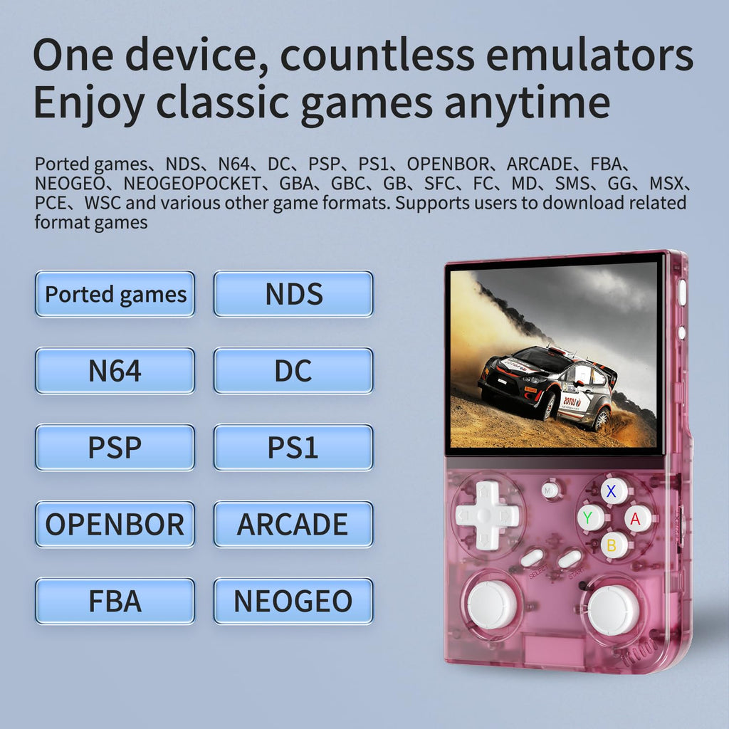 G350 Retro Handheld Game Console , G350 Retro Gaming Console 3.5'' IPS Screen Linux System Built-in 64G TF Card 20+Emulators Pre-Installed 4371 Games Retro Game Console with 3200mAh Battery Black