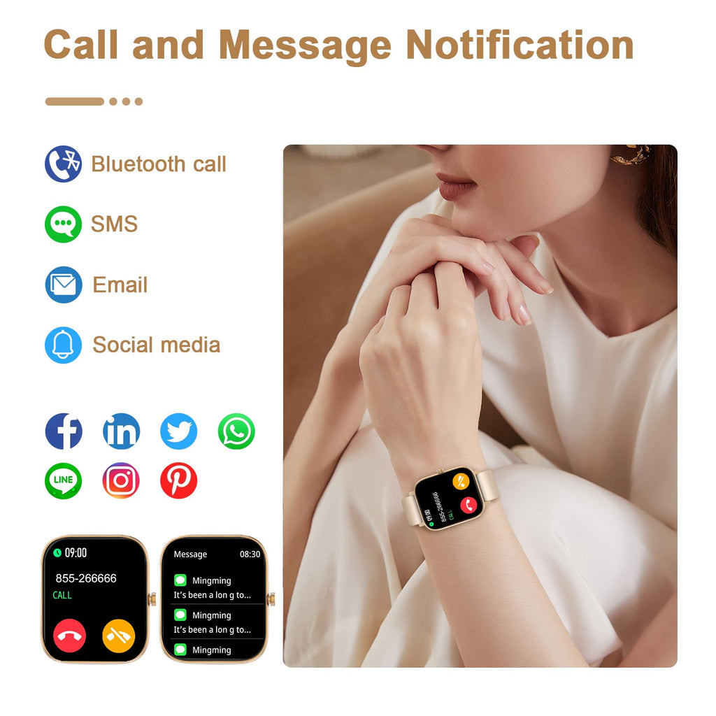 Smart Watch for Men Women Compatible with iPhone Samsung Android Phone 1.83 inch Full Touch Screen IP68 Waterproof Bluetooh Fitness Tracker Heart Rate/Sleep Monitor, Black