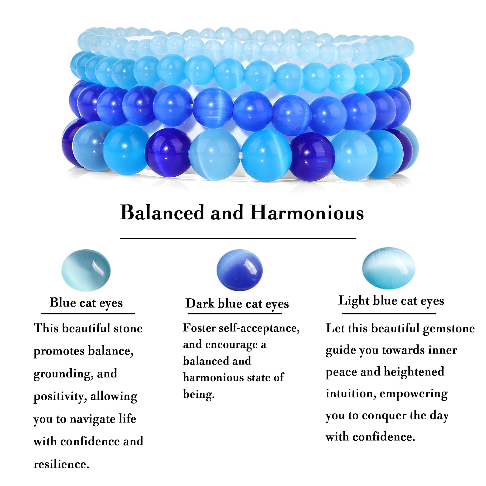 4pcs Beaded Bracelets for Women,Natural Healing Crystal Gemstones Bracelet,Anxiety Stress Relief Bracelet Handmade purple Jewelry Gifts for Women