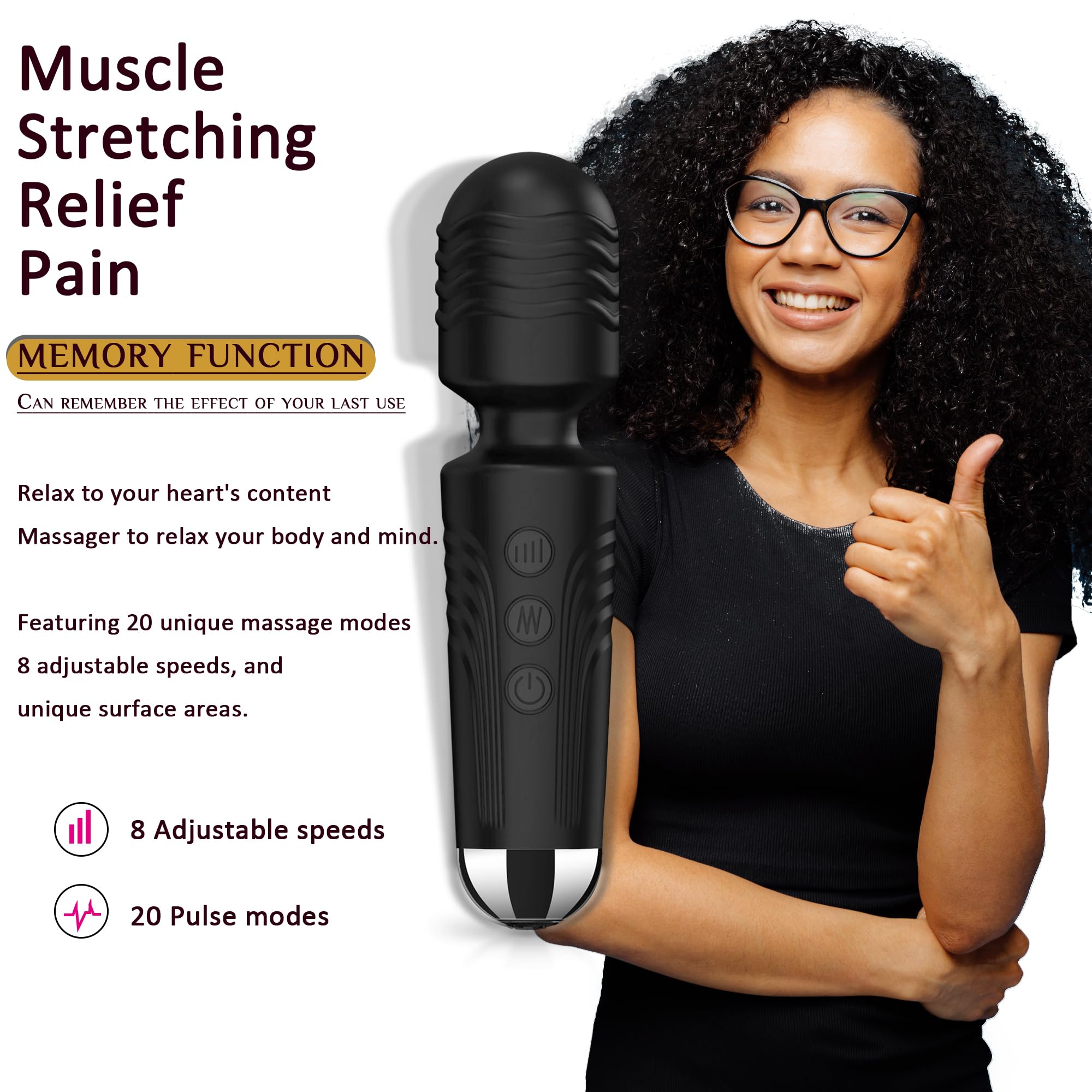 Vibrator Wand,Adult Sex Toy Wand, G Spot Dildo, Clit Vibrator, Sex Vibrators,Clitoris Stimulation,with 8 Speeds & 20 Patterns,Fully Waterproof,Vibrating Wand for her Pleasure (Rose Red)